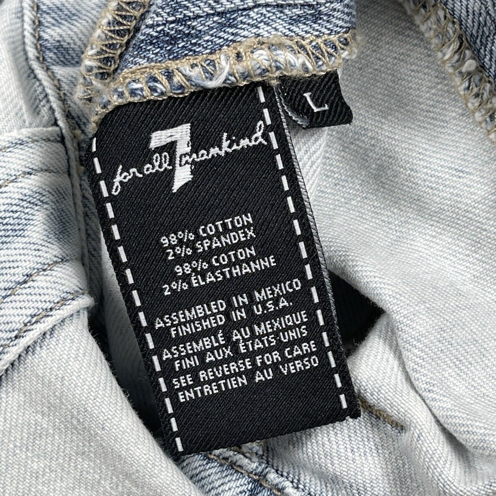 7 For All Mankind Dress Womens Large Denim Mini Frayed Hem‎ Sun Bleached Travel - Picture 10 of 11